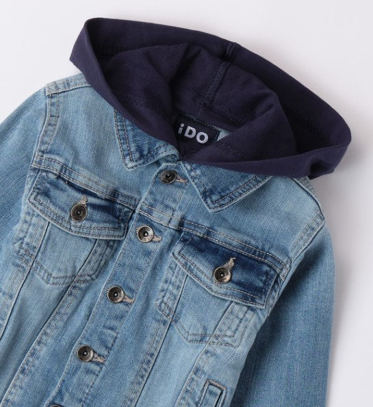 Giubbotto bambino in jeans con cappuccio SUPER KIDS