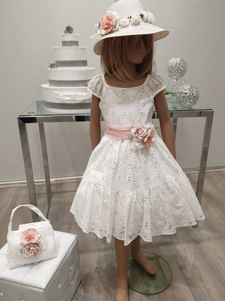 Capridea Vestito Abito Bambina Pizzo Sangallo Vestito Sangallo
