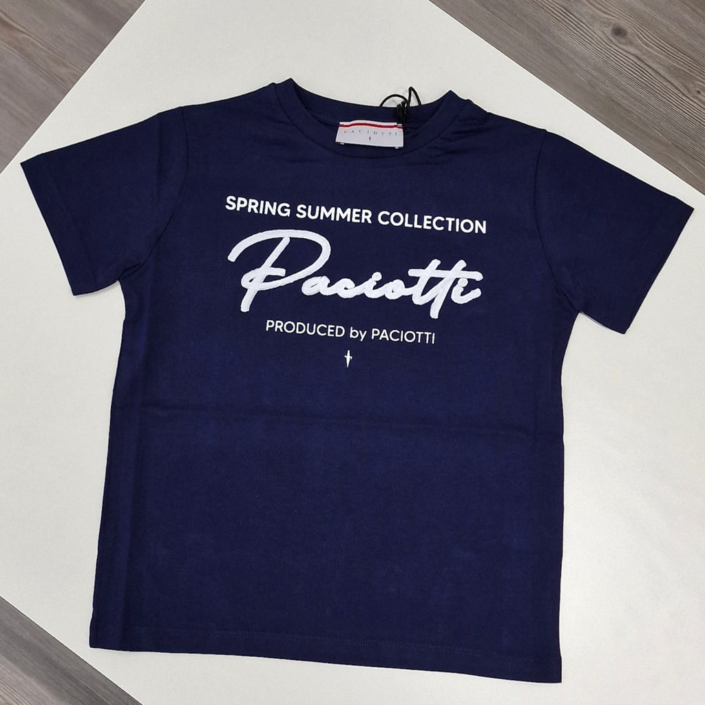 T-shirt BLU con ricamo logo corsivo