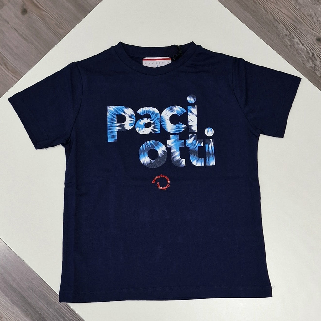 T-shirt blu con stampa logo oceano Paciotti