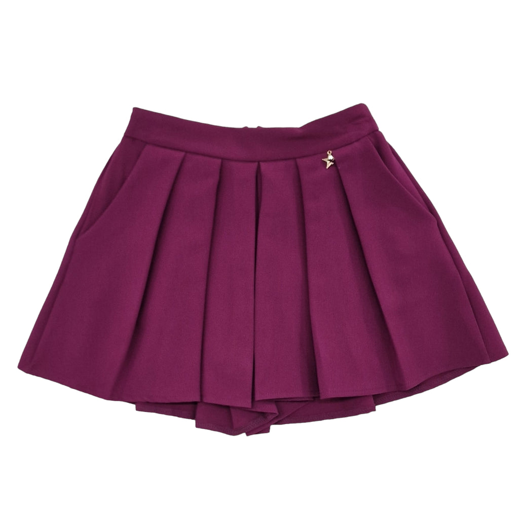 Short bambina a pieghe effetto gonna