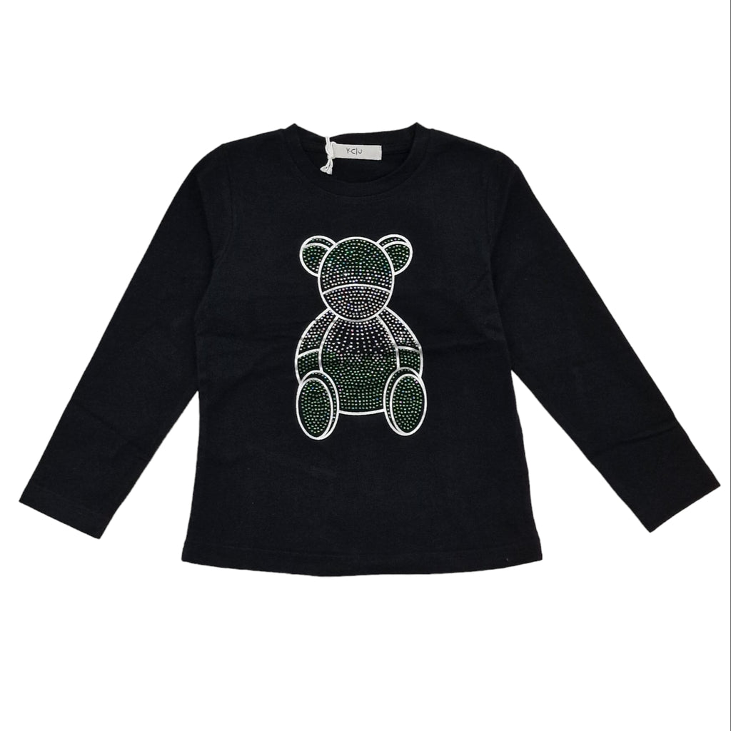 Maglia bambina con orsetto in strass