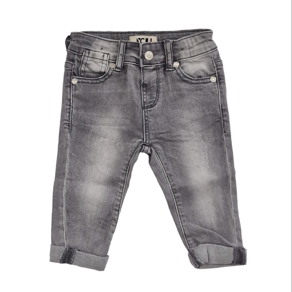 Jeans bambino grigio sbiadito con graffi