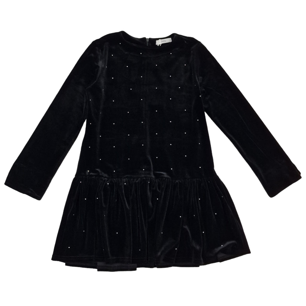 Vestito bambina in velluto con strass applicati