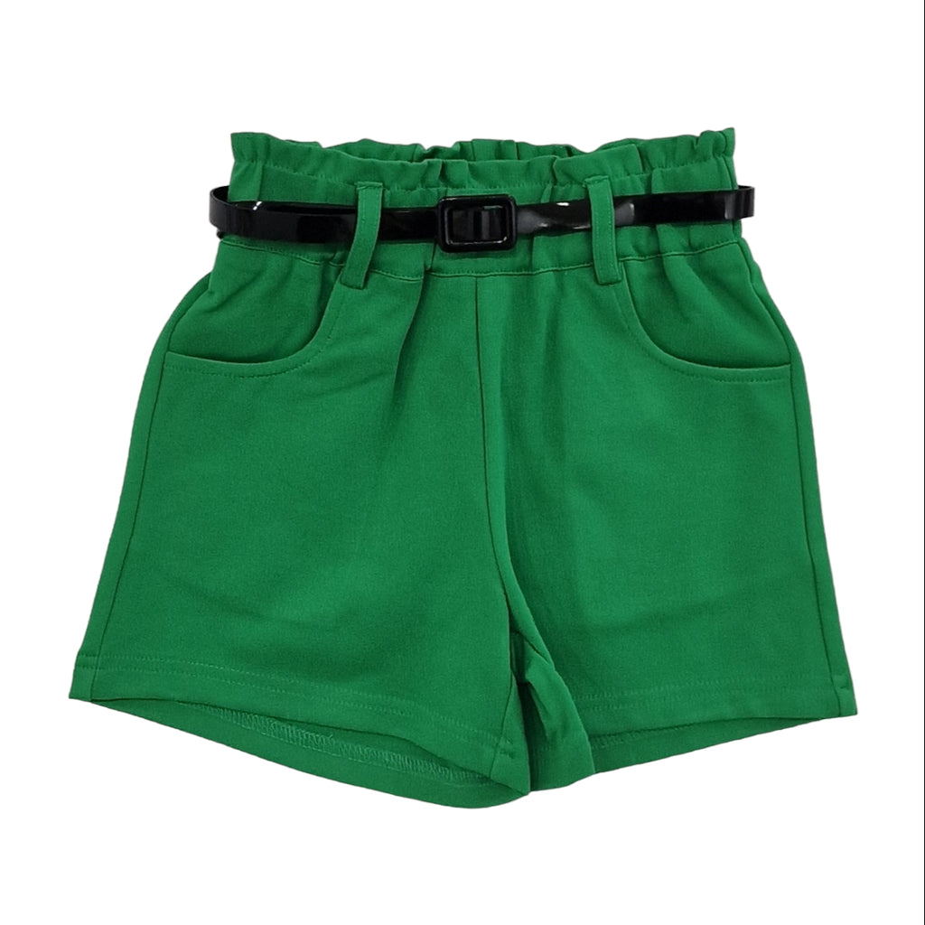 Shorts bambina in tessuto con cintura
