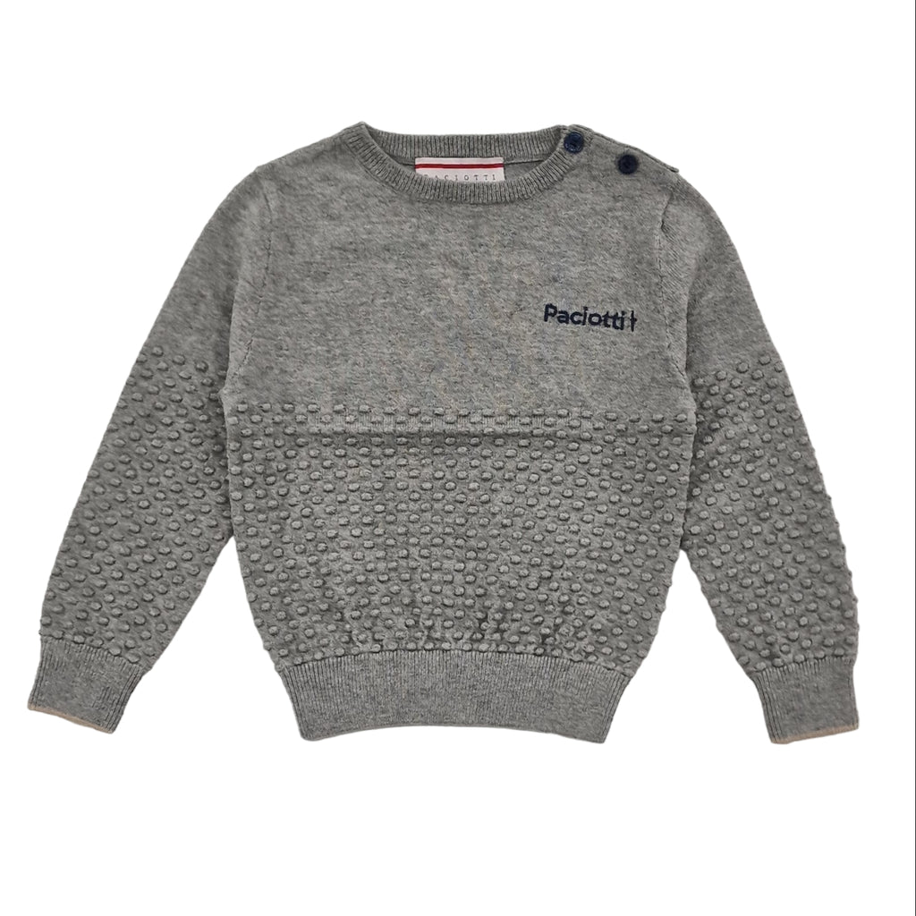 Pullover bambino grigio con pallini a rilievo