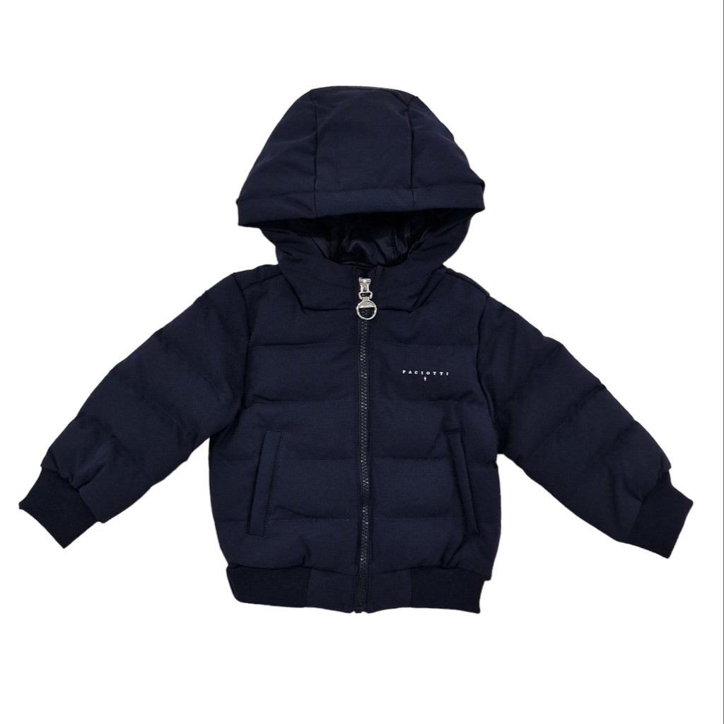 Giubbotto bambino blu con logo sul retro