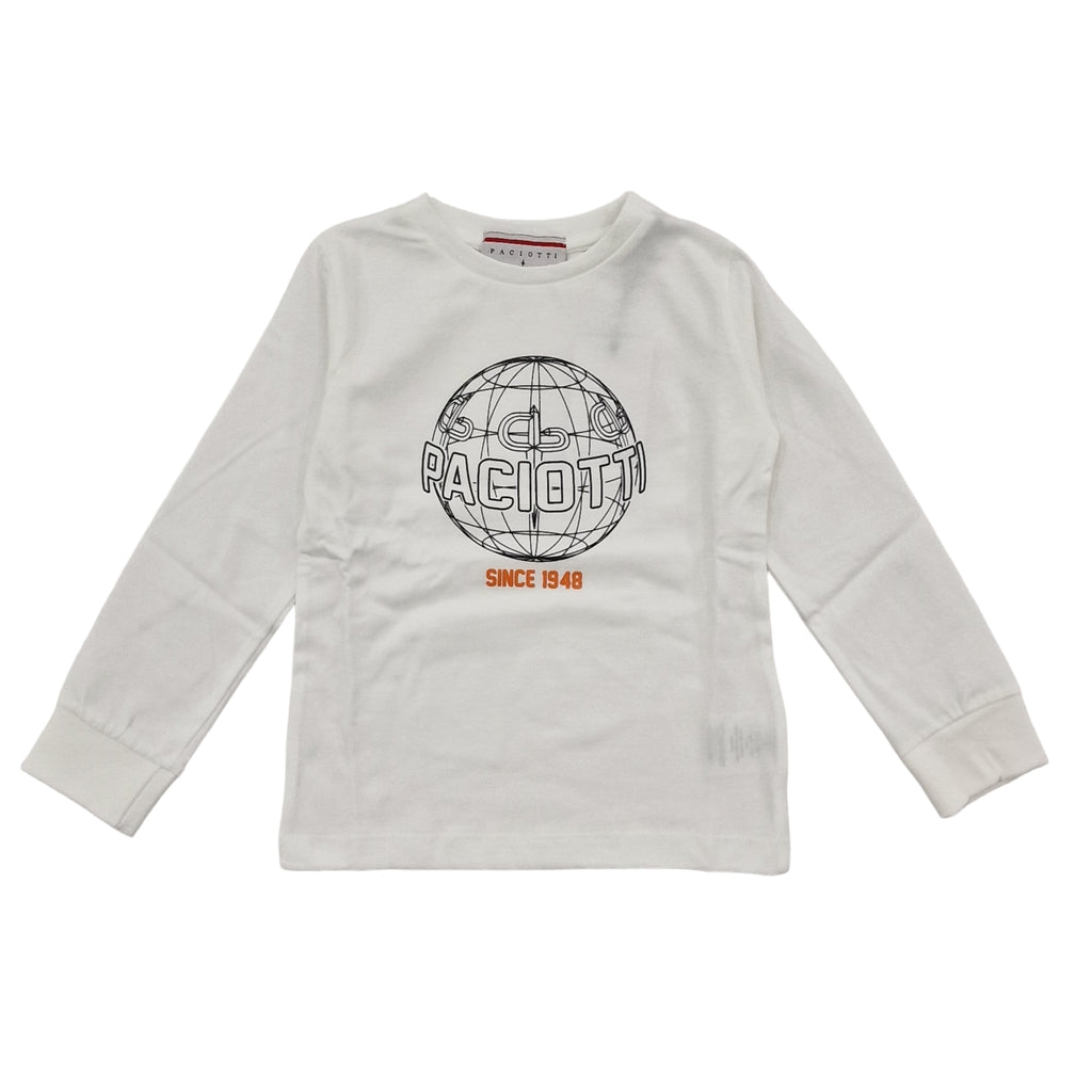 Maglia bambino bianca con logo mondo paciotti