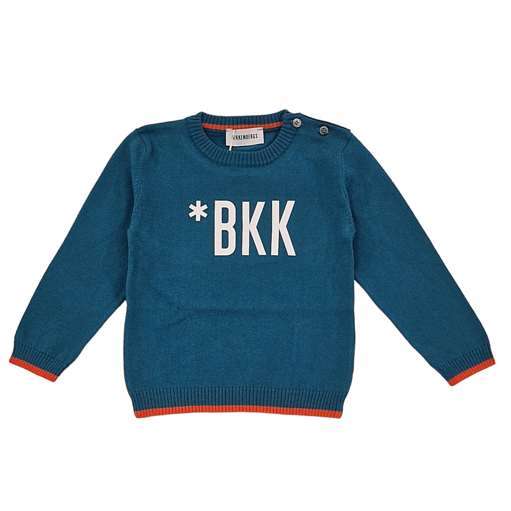 Pullover bambino azzurro con stampa BKK