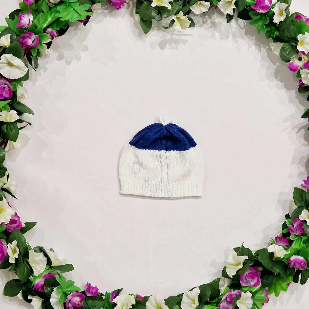 Cappello neonato 100% cotone bianco e bluet