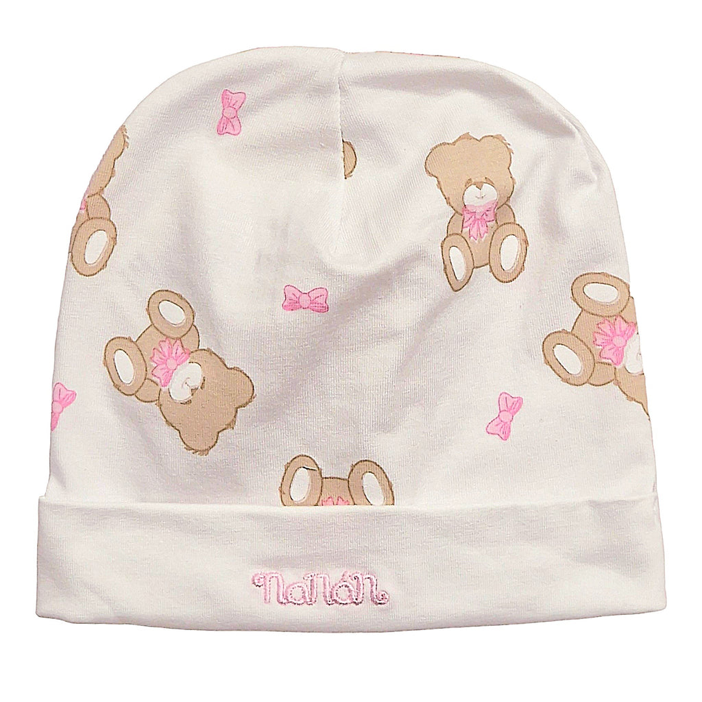 Cappellino cotone neonata con orsetti rosa