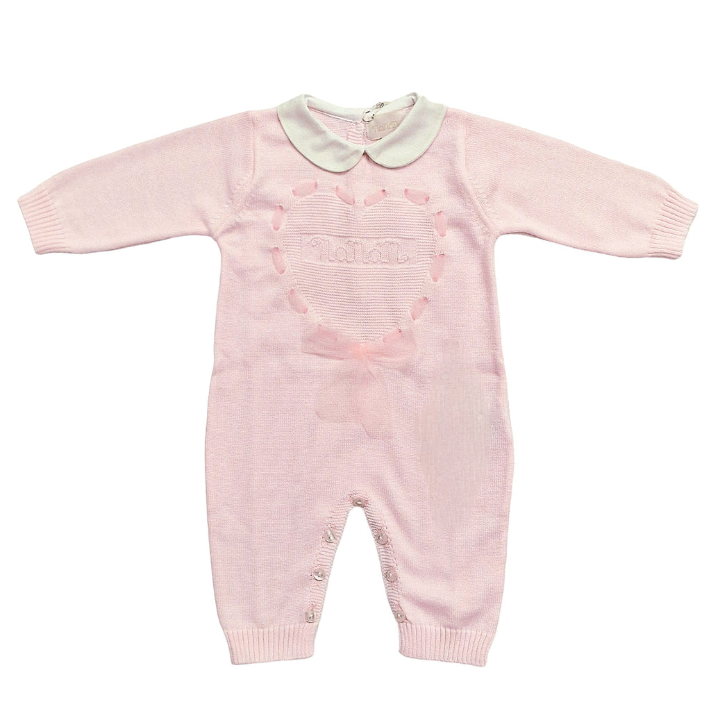 Tutina neonata 100% cotone con cuore centrale comprese di babbucce