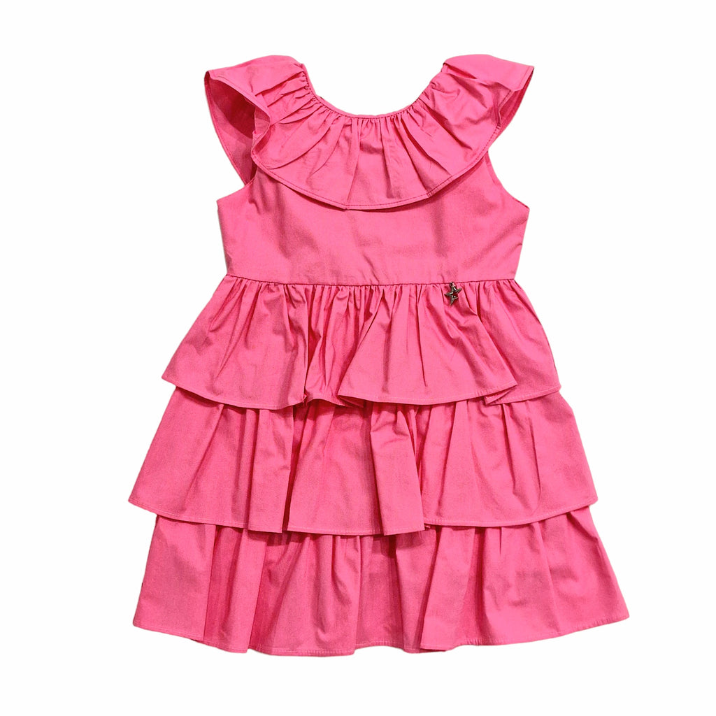 Vestito bambina fuxia con balze