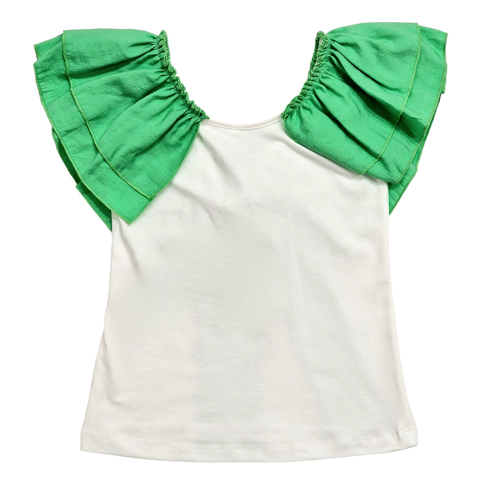 T-shirt bambina bianca con rouge verde