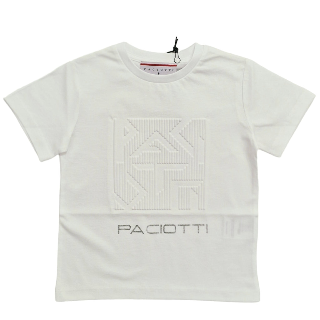T-shirt bambino con logo paciotti argento