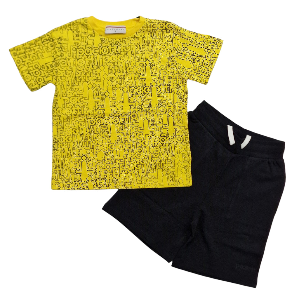 Completo bambino giallo con stampa multi logo