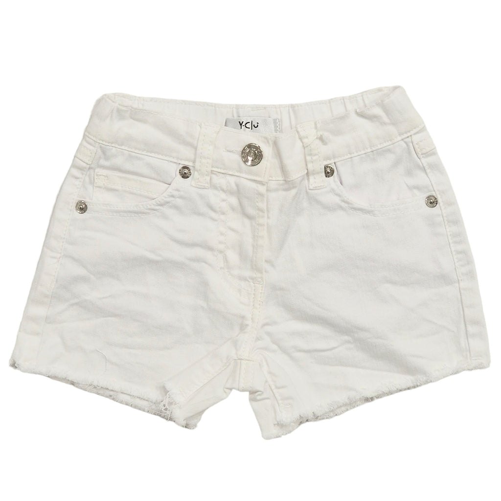 Shorts bambina in cotone sfilacciato