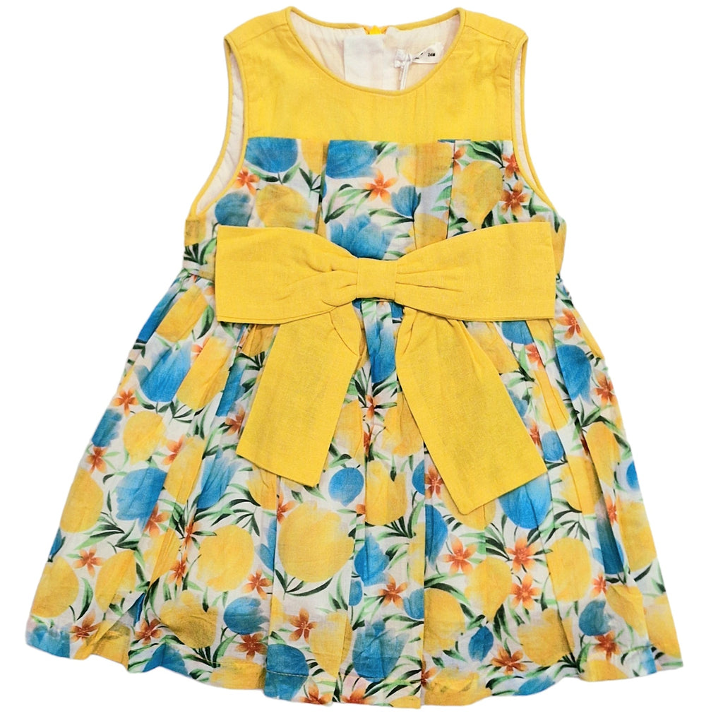 Vestito bambina fantasia floreale sul giallo