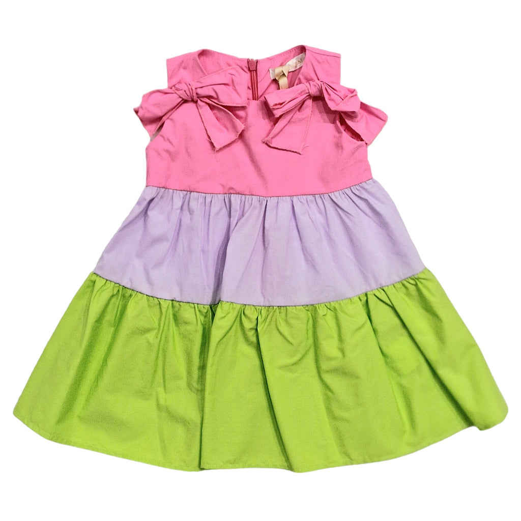 Vestito 3 colori bambina con fiocchi su spalla