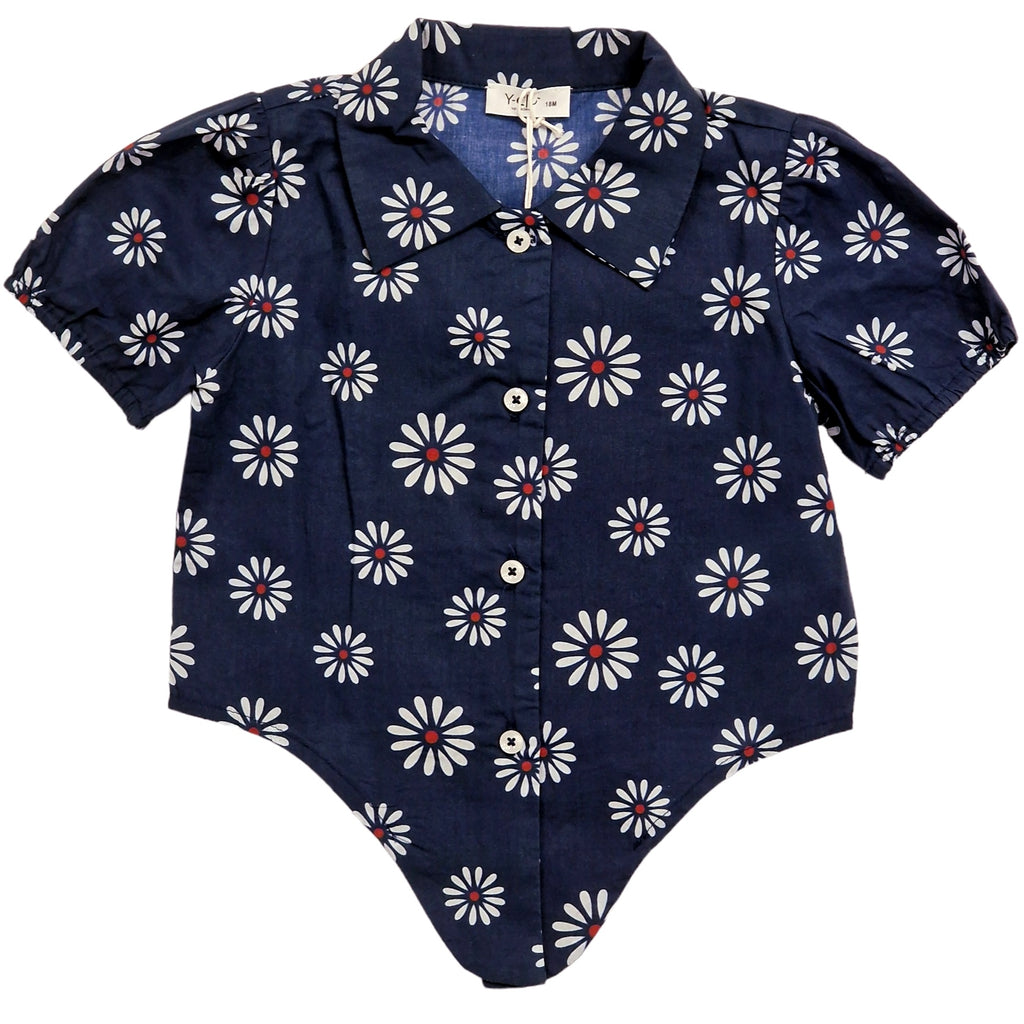 Camicia bambina in cotone fiori con nodo
