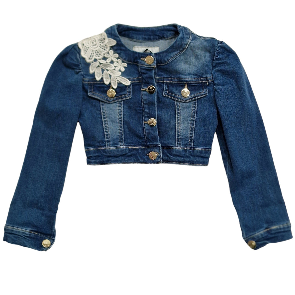 Giubbotto bambina in jeans con ricamo