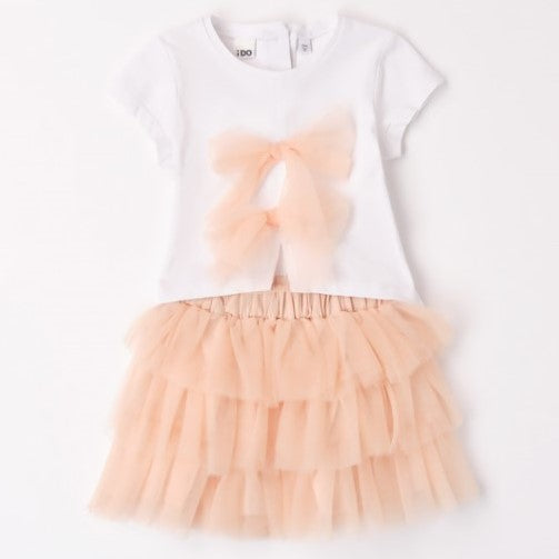 Completo gonna in tulle con maglia fiocchi