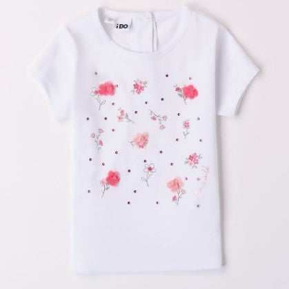 T-shirt bambina con stampa fiori