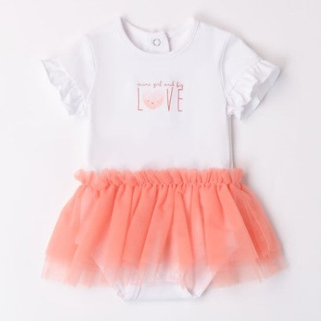 Vestito neonata con tulle e stampa love