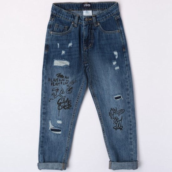 Jeans bambino con scritte linea baby
