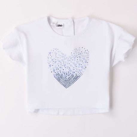 T-shirt con cuore di strass