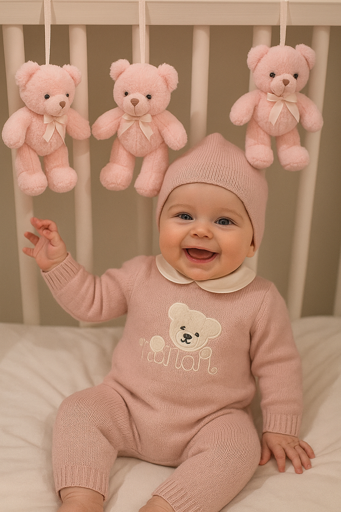 Tutina neonata 100% lana con orsetto Nanan