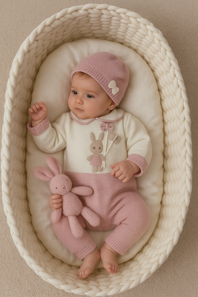 Tutina neonata coniglietto 100% Lana
