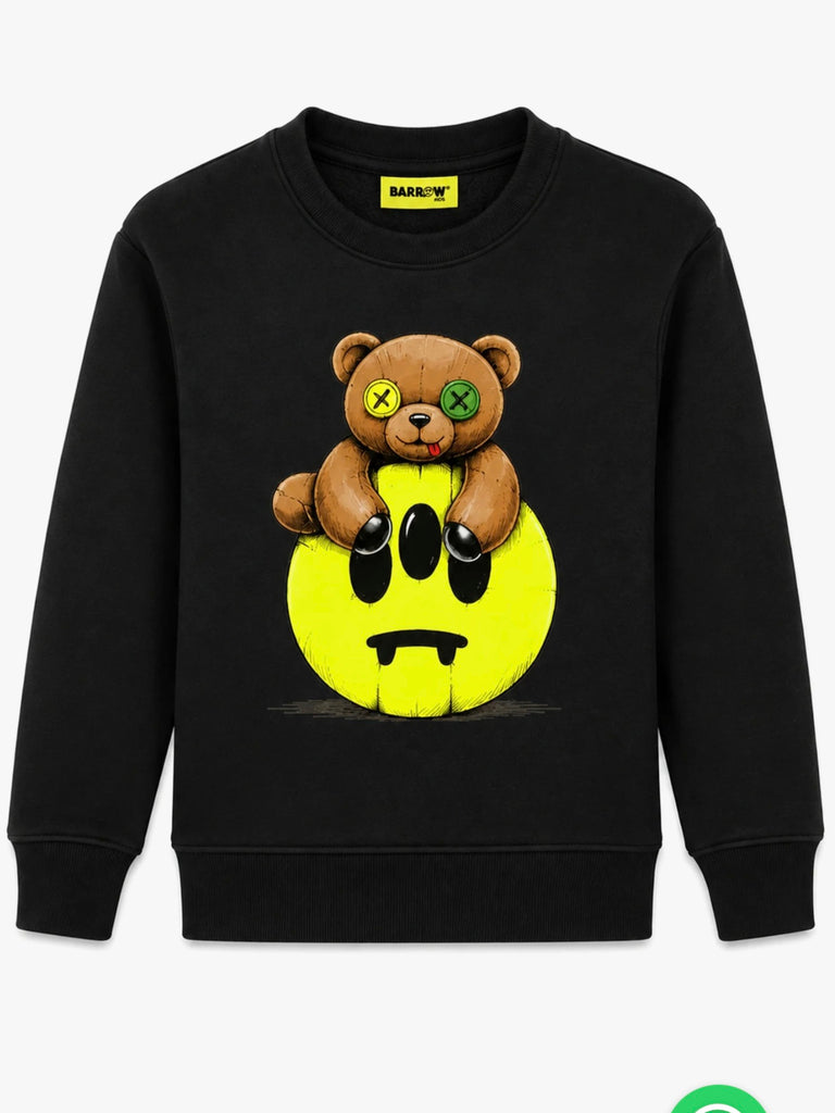 Felpa nera invernale Barrow Kids orso appoggiato su smile