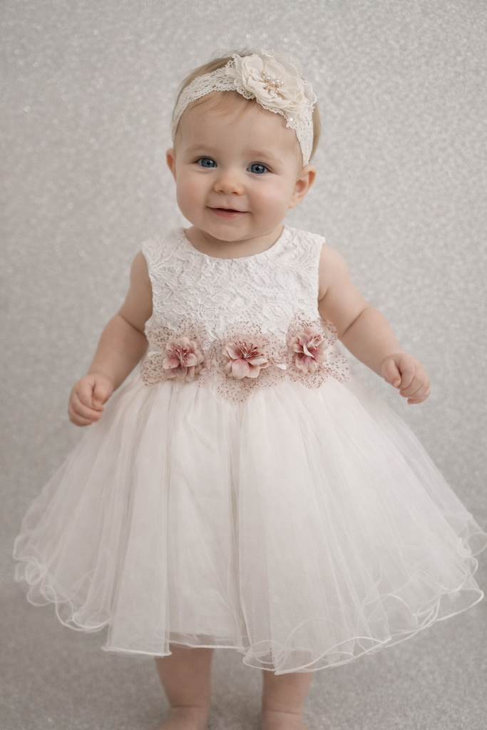 Vestito battesimo Bambina pizzo e tulle
