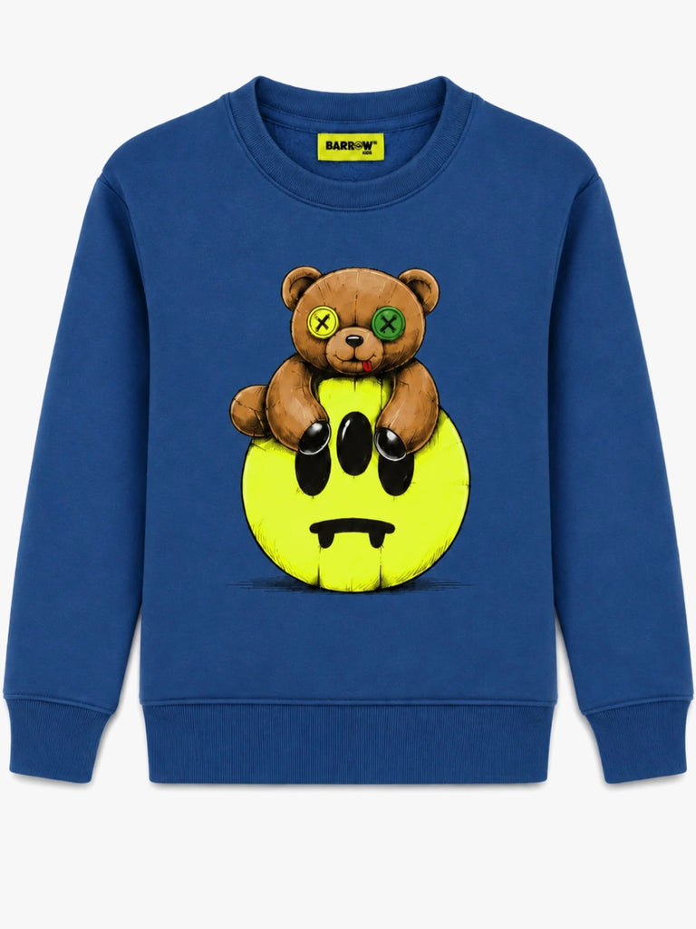 Felpa bluette invernale Barrow Kids orso appoggiato su smile