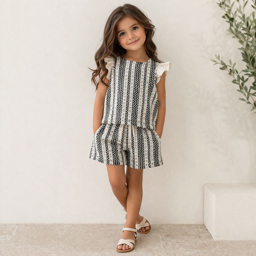 Completo bambina con tessuto incrociato
