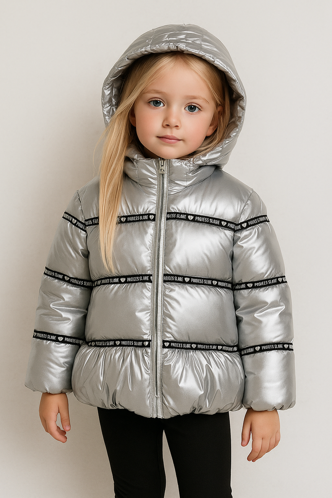 Giubbotto argento con impuntura nera con logo Byblos a contrasto