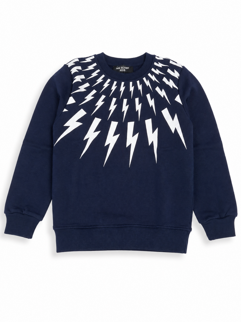 Felpa bambino Neil Barret blu con fulmini a contrasto