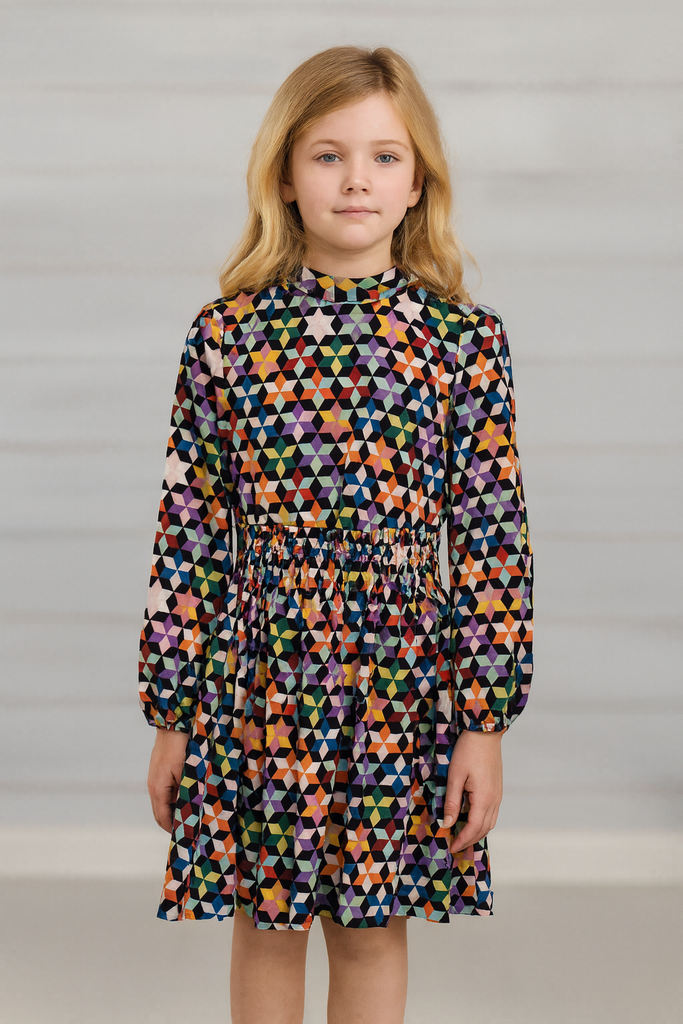 Vestito bambina fantasia arlecchino multi color