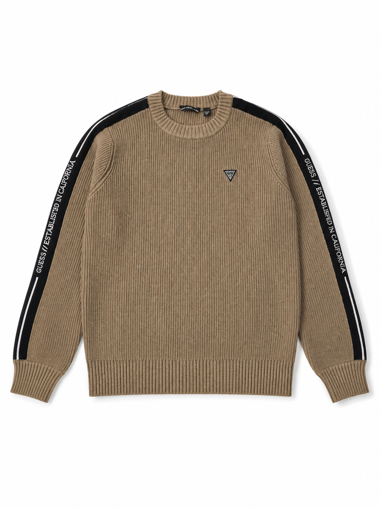 Pullover bambino con bandine logate sul braccio guess