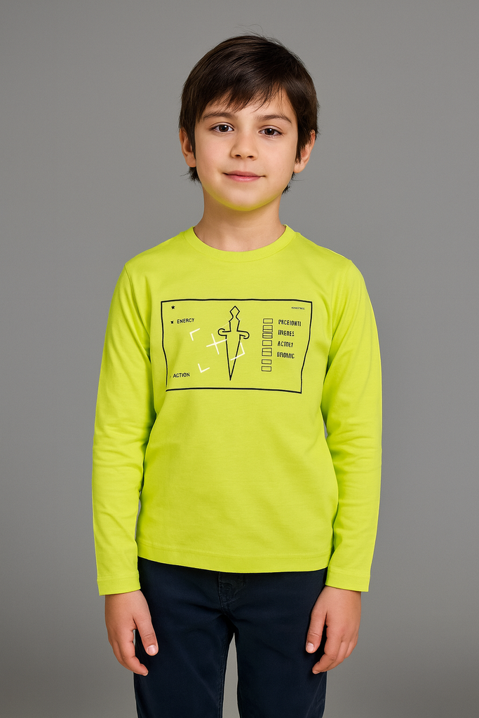 Maglia bambino fluo junior con logo spada