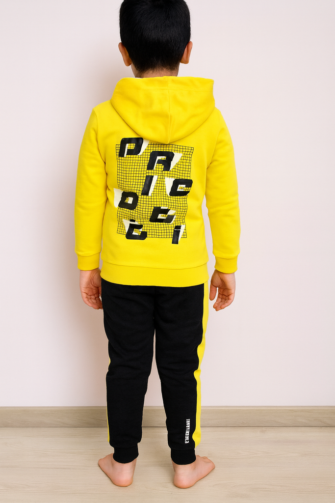 Tuta bambino garzata gialla con logo paciotti retro