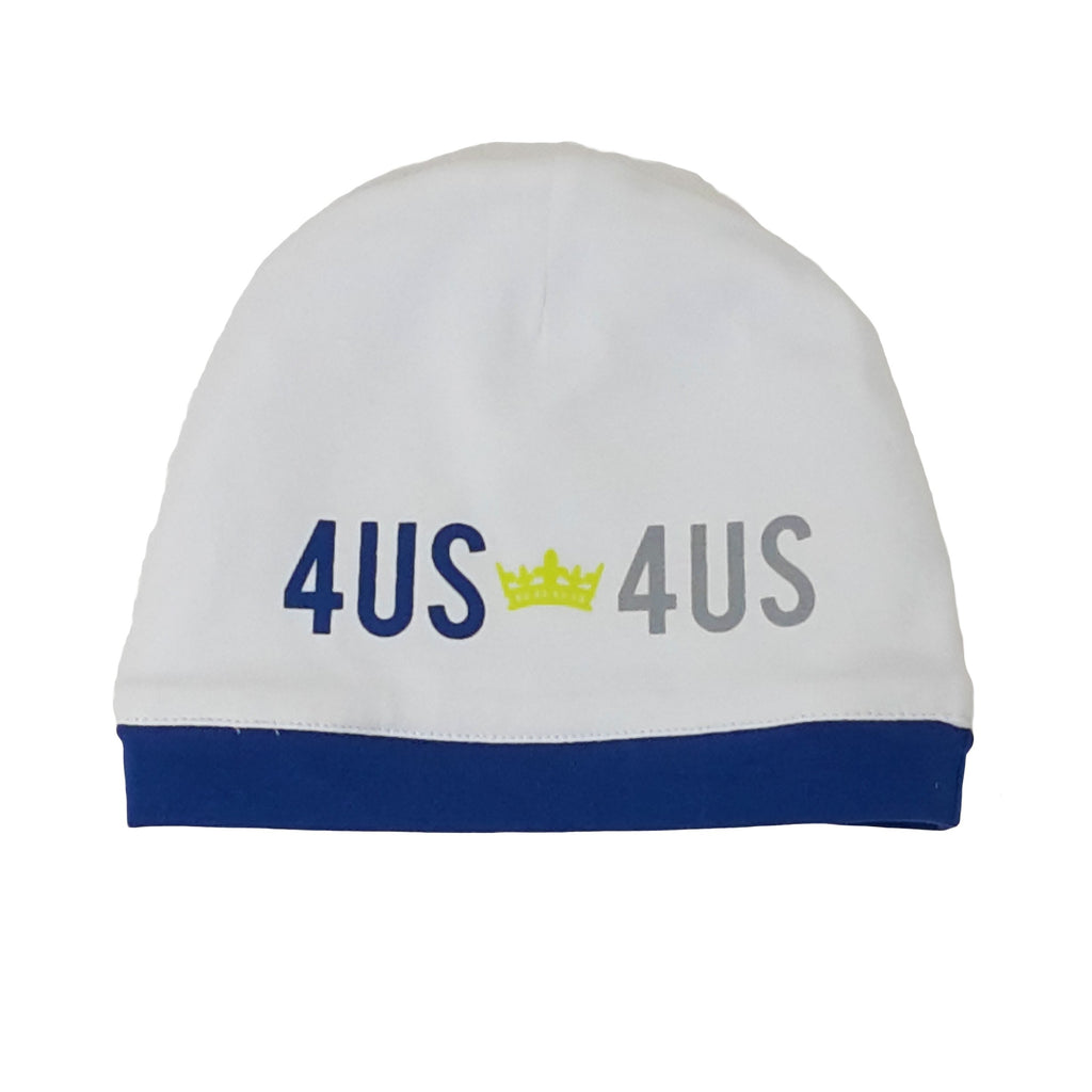 CAPPELLO 4US BIANCO con balzina azzurra e logo a contrasto