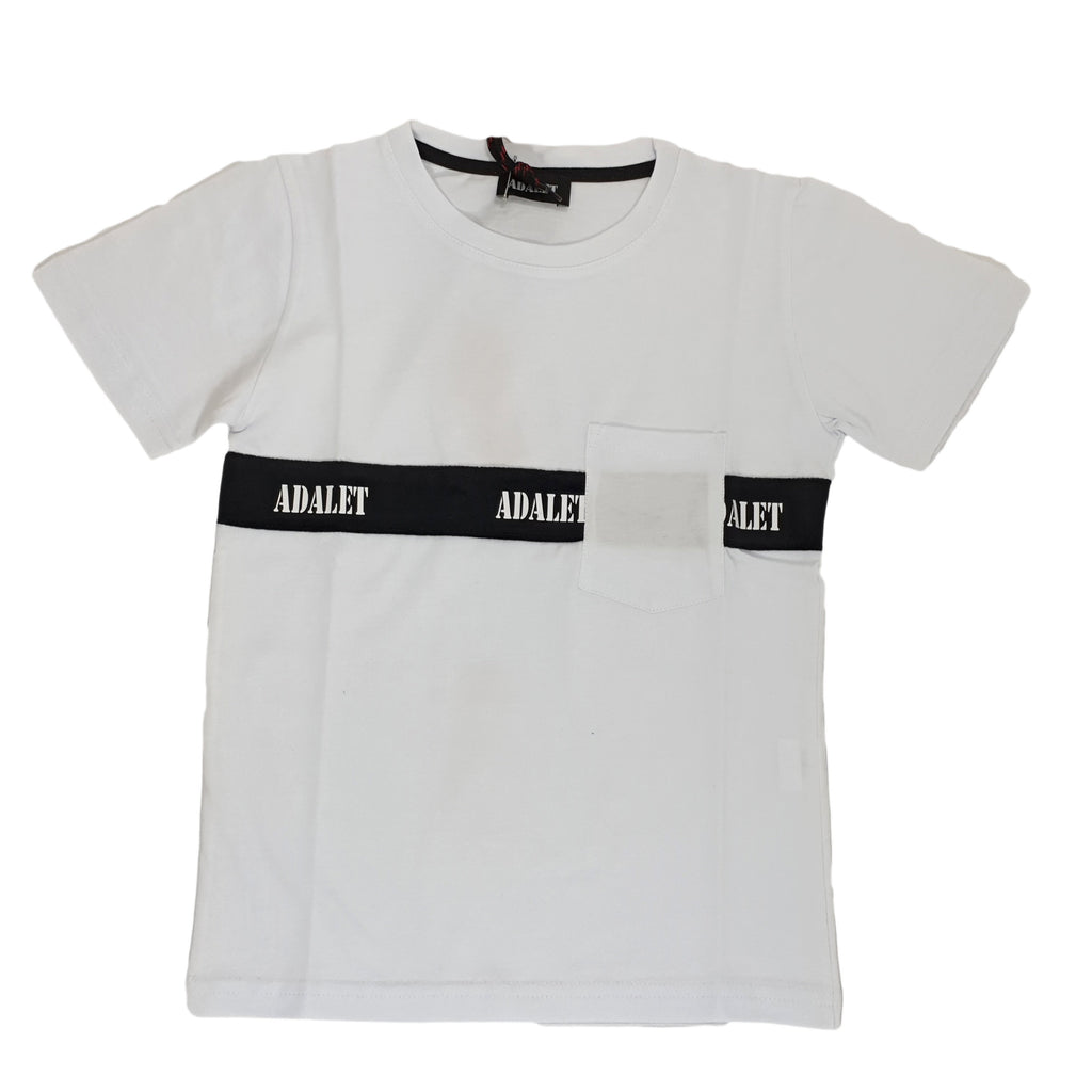 T-SHIRT BAMBINO ADALET CON TASCHINO E FASCIA A CONTRASTO