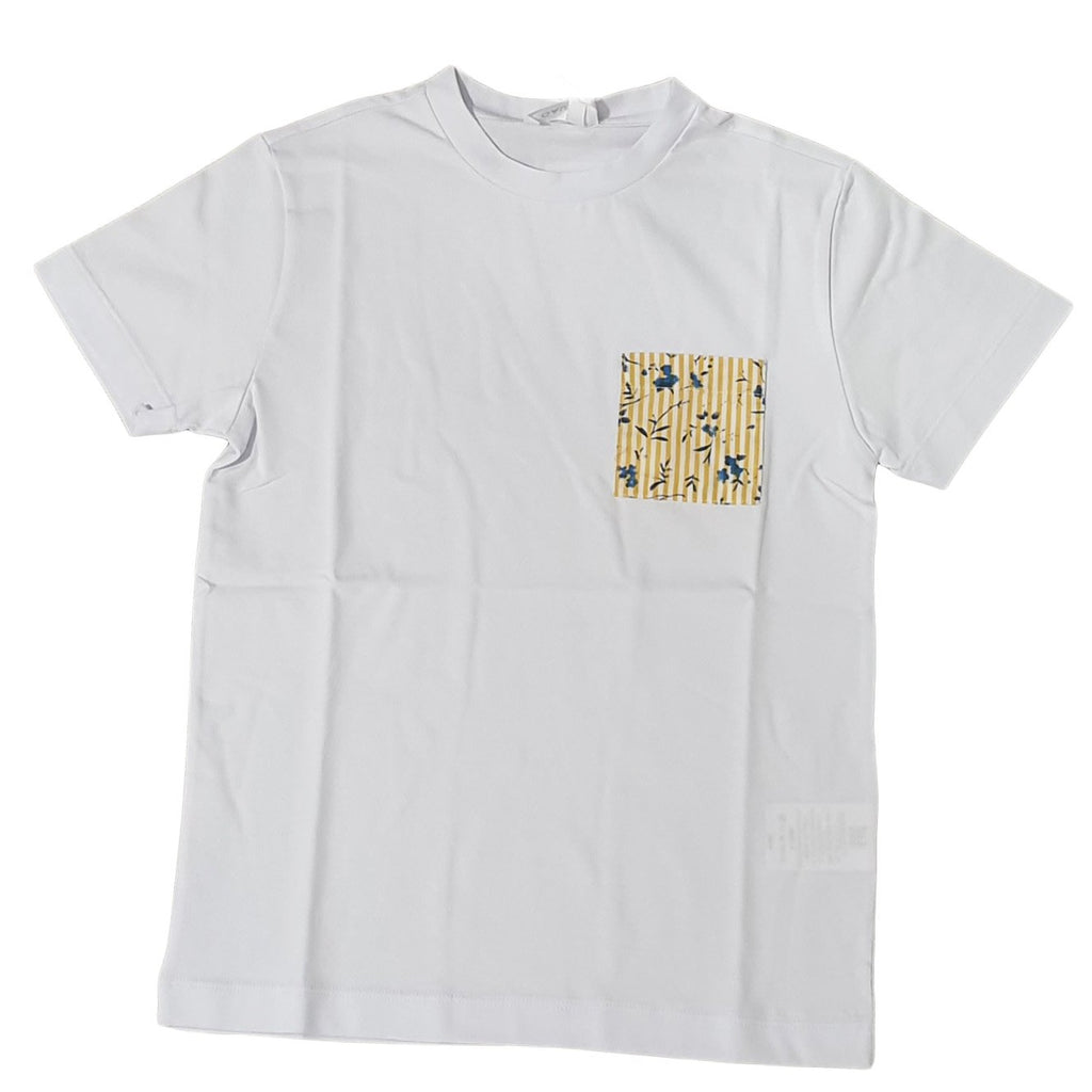 T-shirt bambino con taschino applicato fiorato