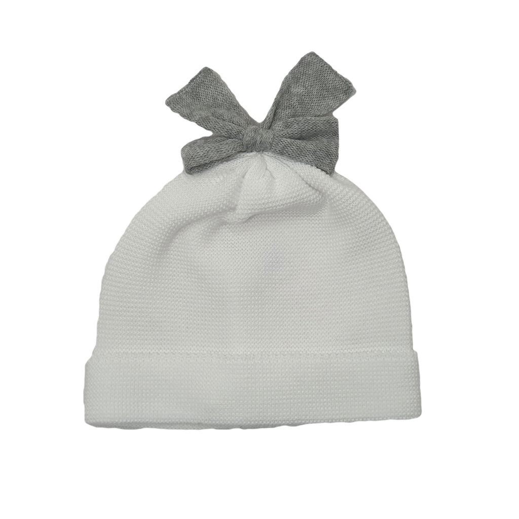 Cappello neonata 100% cotone con fiocco gigante