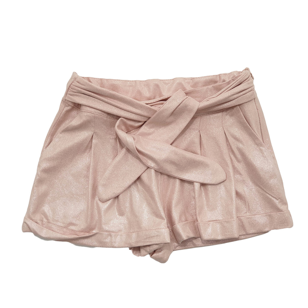 Short bambina elegante cipria effetto glitterato