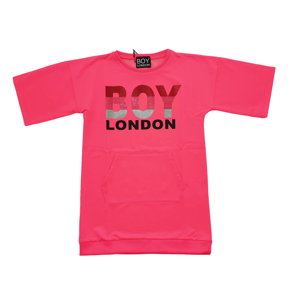 Vestito bambina Fuxia Boy London con tasconi e logo