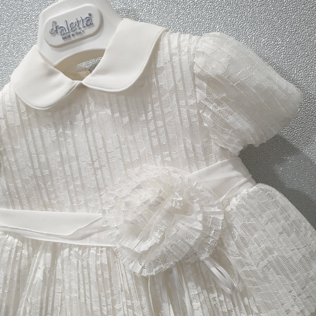 Abito Da Principessa Per Bambina Con Gonna A Tutù E Pizzo - Per Compleanno, Matrimonio, Battesimo - Con Fascia Per Capelli (Taglie 3-24 Mesi)