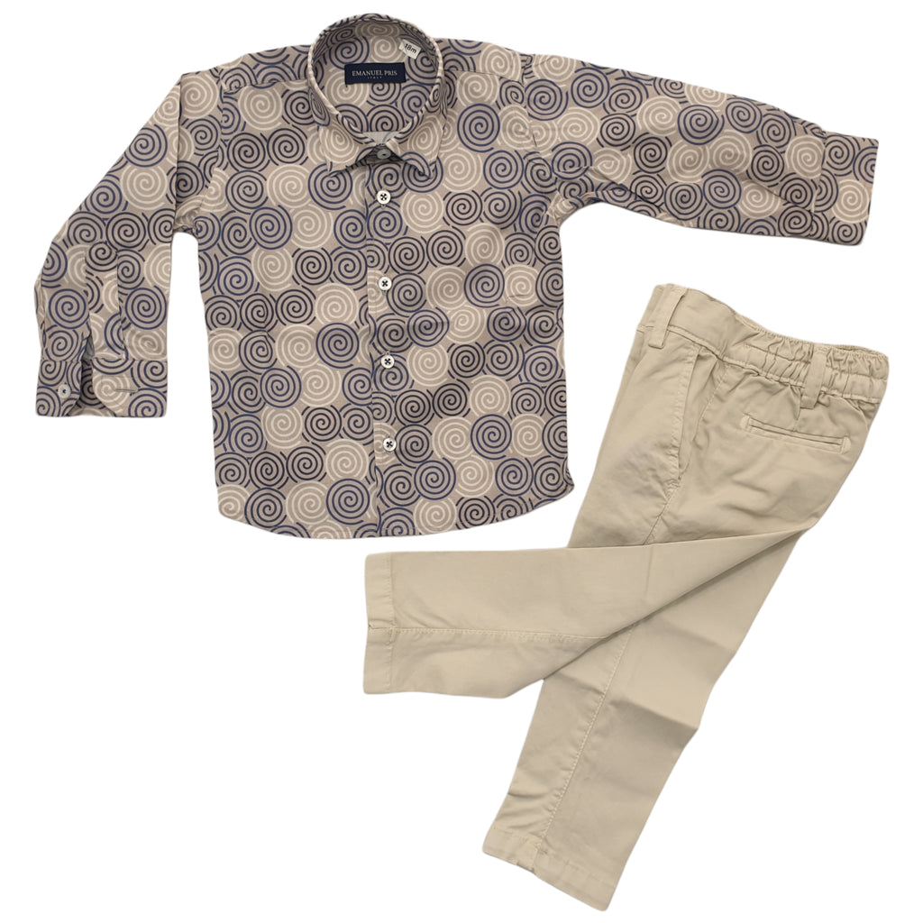 Completo bambino con camicia fantasia e pantalone coordinato